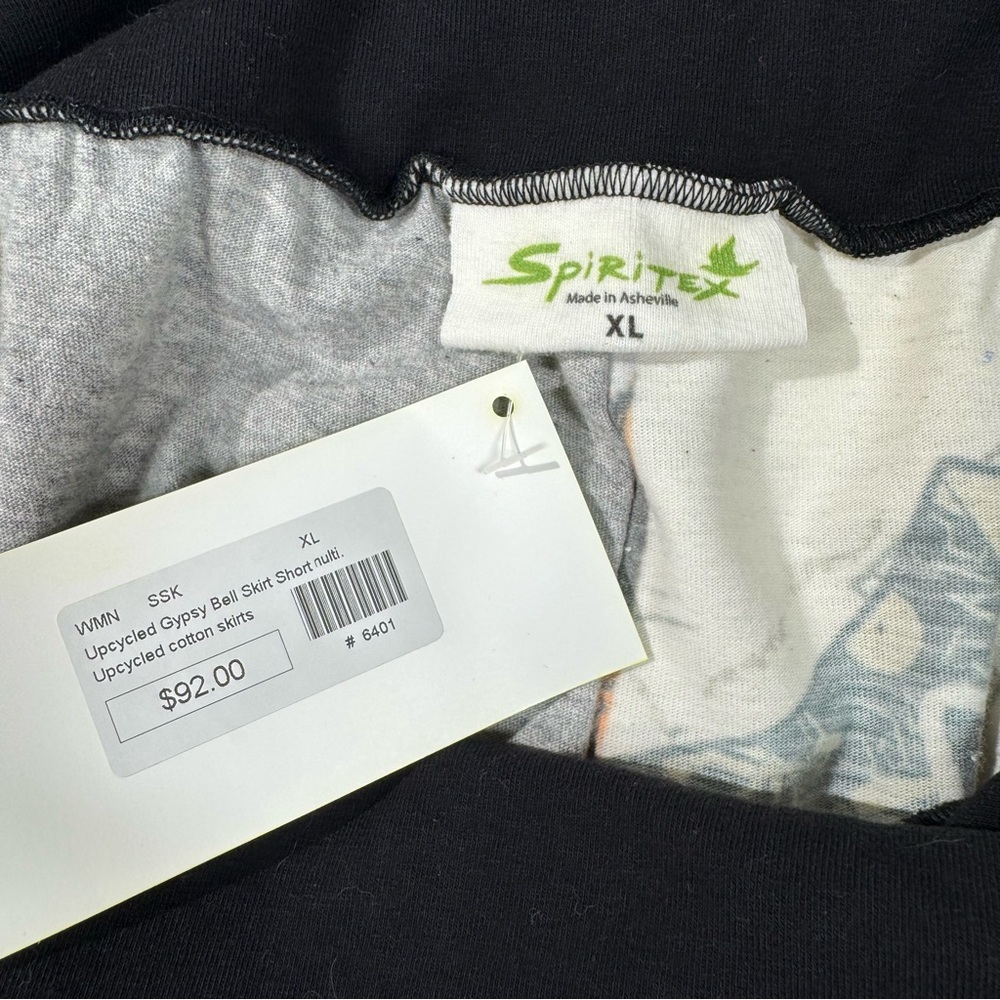 Boutique USA made, Spiritex Upcycled Gypsy Graphic Cotton Skirt Sz XL - Picture 10 of 13
